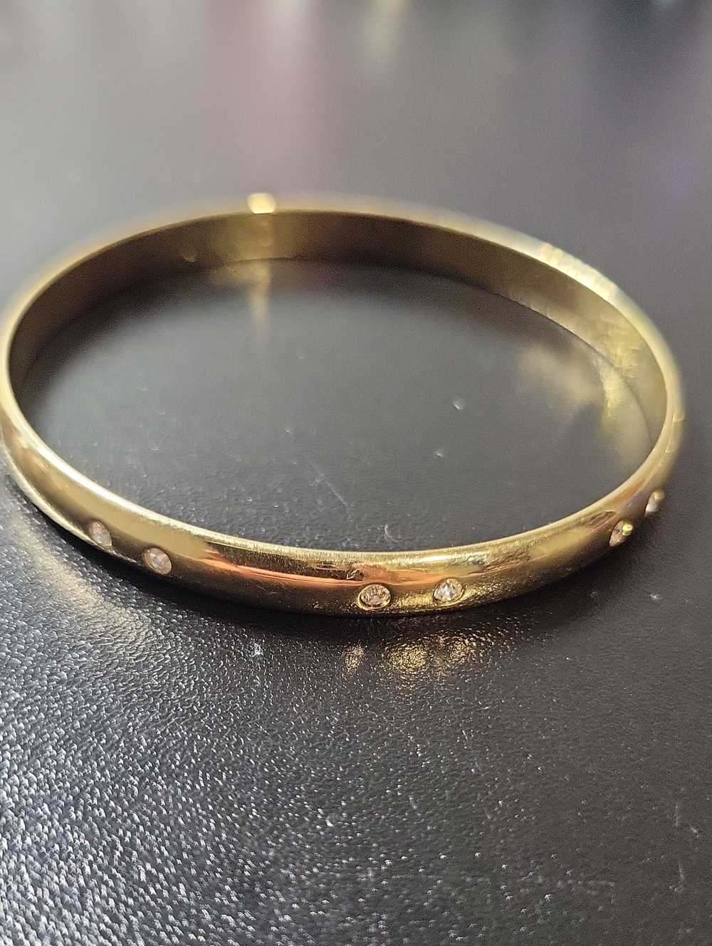 Gold Tone Crystal Accent Bangle Bracelet - Women Jewelry